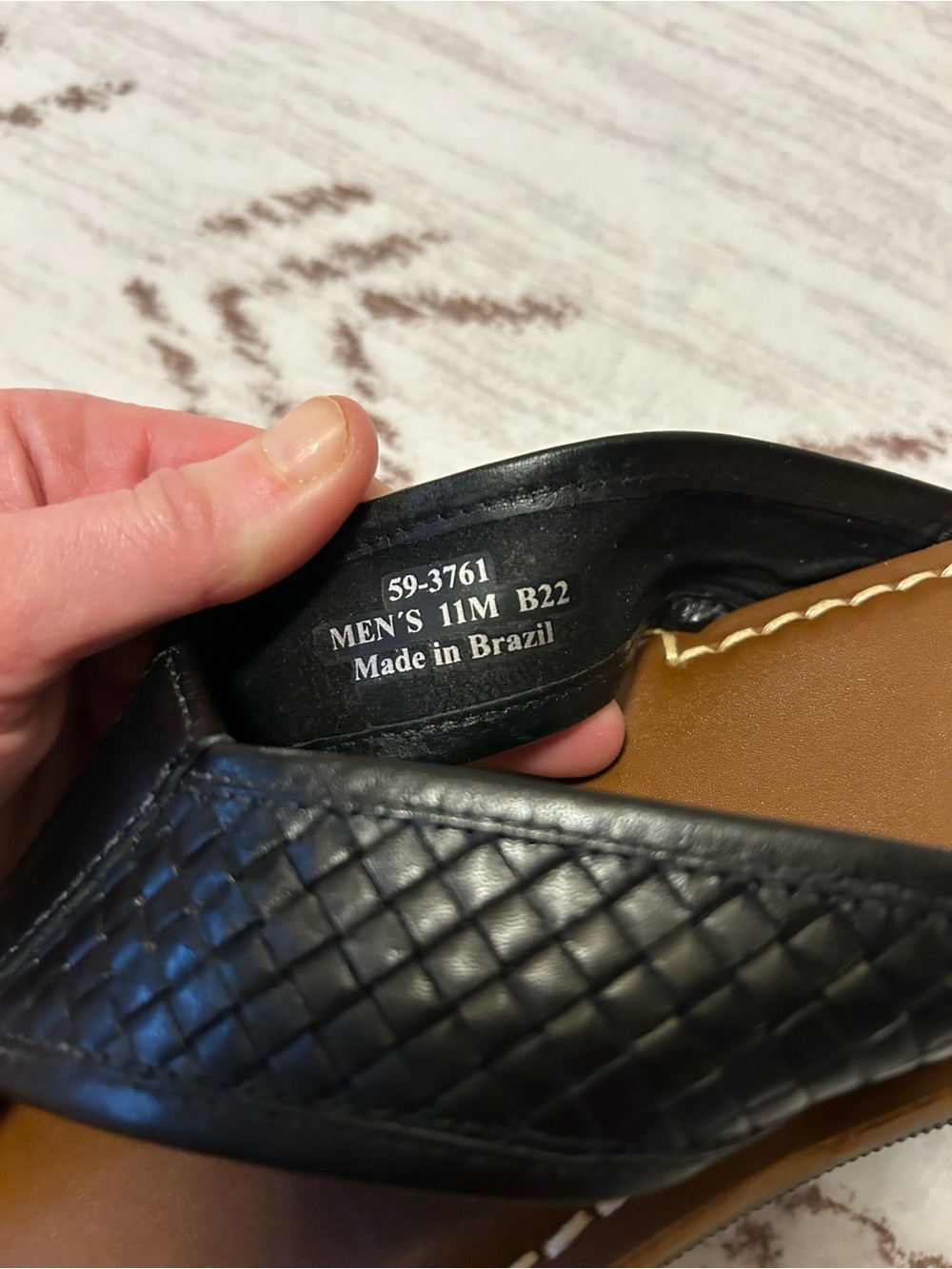 Johnston & Murphy Men’s Black Woven Leather Flip Flop Sandals Size 11M NWOT - Picture 6 of 8